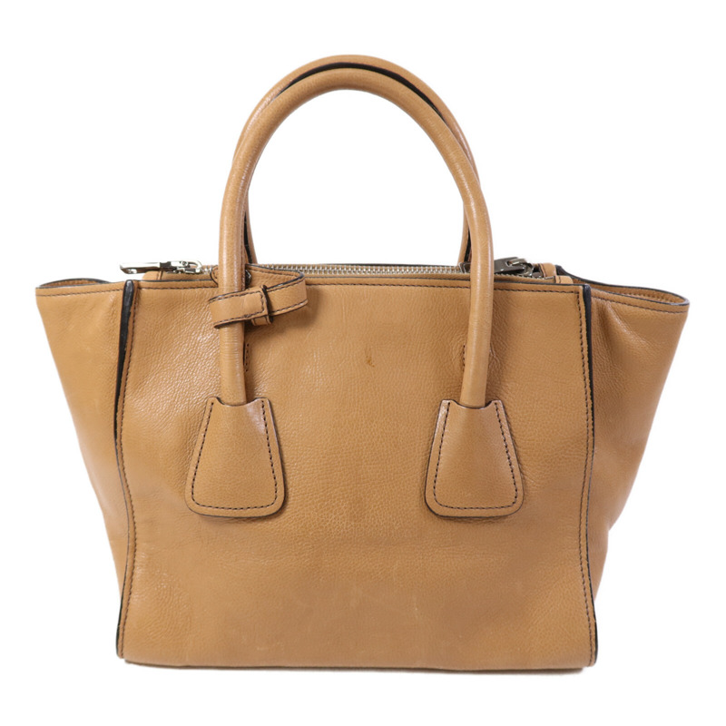 PRADA 牛皮皮革Twin Pocket Double Handle銀扣手挽肩背兩用袋-1