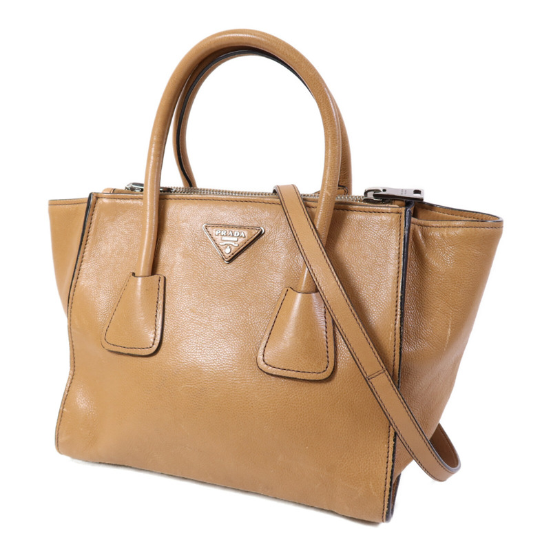 PRADA 牛皮皮革Twin Pocket Double Handle銀扣手挽肩背兩用袋-2