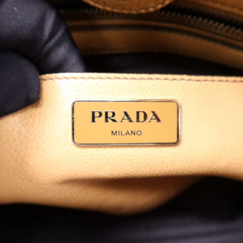 PRADA 牛皮皮革Twin Pocket Double Handle銀扣手挽肩背兩用袋-5
