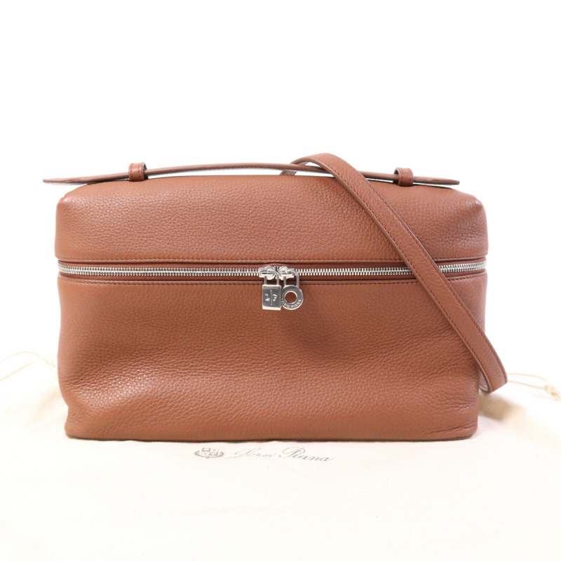 Loro Piana 牛皮皮革Extra Pocket L27銀扣手挽肩背兩用袋-8