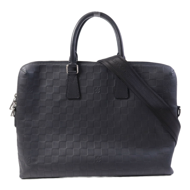 LOUIS VUITTON Damier Infini Porte Document Jour銀扣手挽肩背兩用袋-0