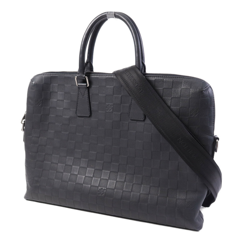 LOUIS VUITTON Damier Infini Porte Document Jour銀扣手挽肩背兩用袋-2