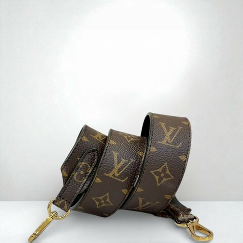 LV 原花拼黑牛皮Monogram雙面寬背帶 J02288