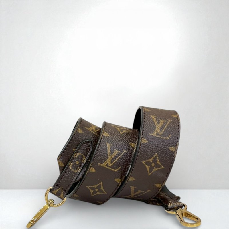 LV 原花拼黑牛皮Monogram雙面寬背帶 J02288-0