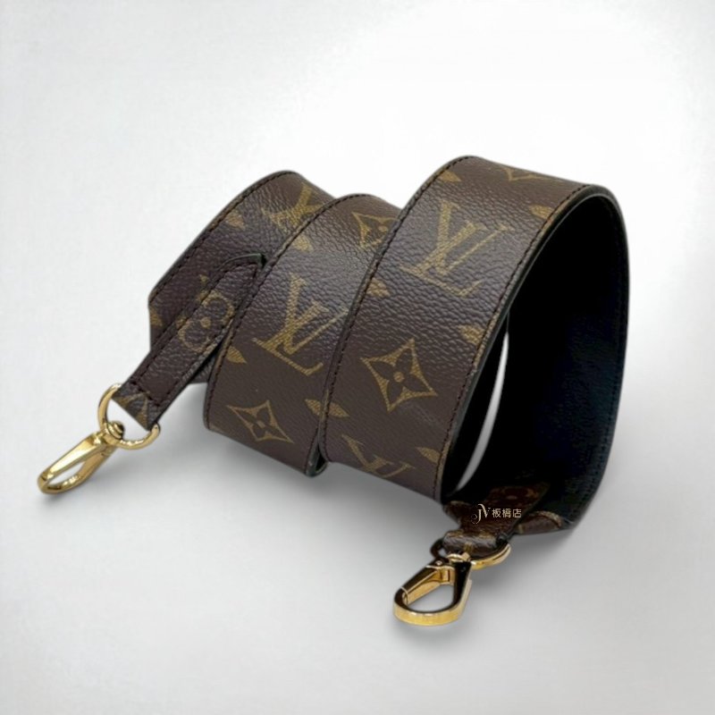 LV 原花拼黑牛皮Monogram雙面寬背帶 J02288-1