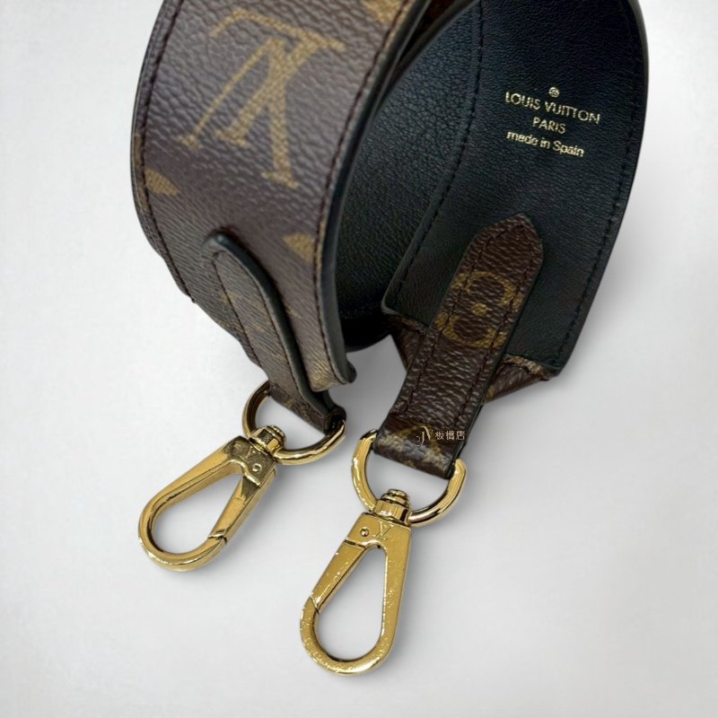 LV 原花拼黑牛皮Monogram雙面寬背帶 J02288-2