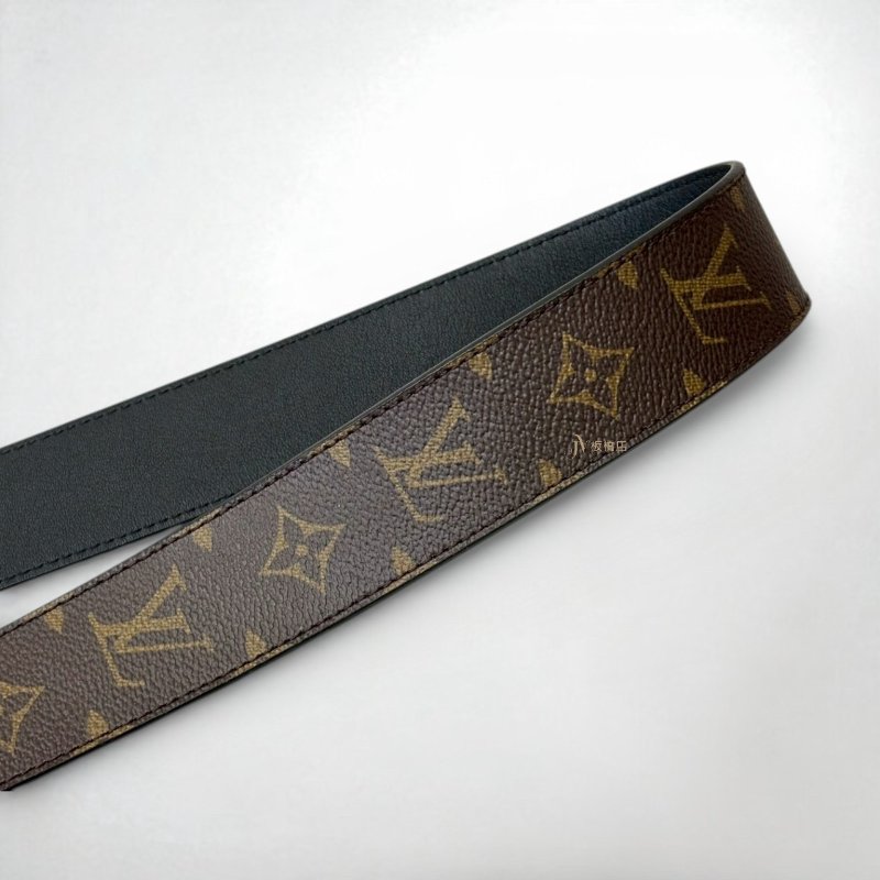 LV 原花拼黑牛皮Monogram雙面寬背帶 J02288-4