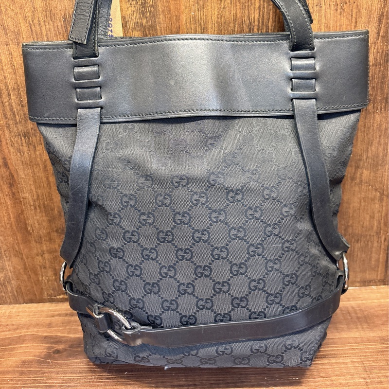 Gucci 黑色帆布手提包-0