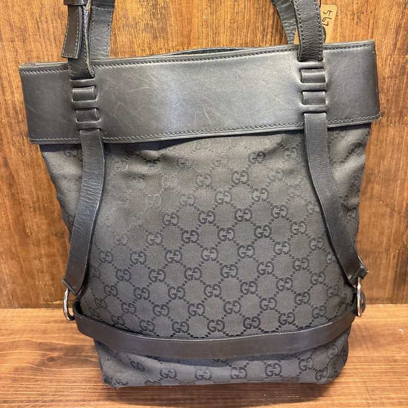 Gucci 黑色帆布手提包-1