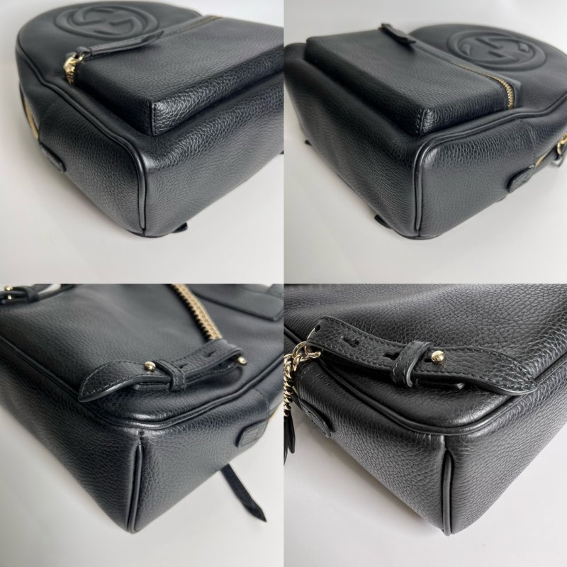 GUCCI 431570 黑皮革SOHO銀鍊後背包-8