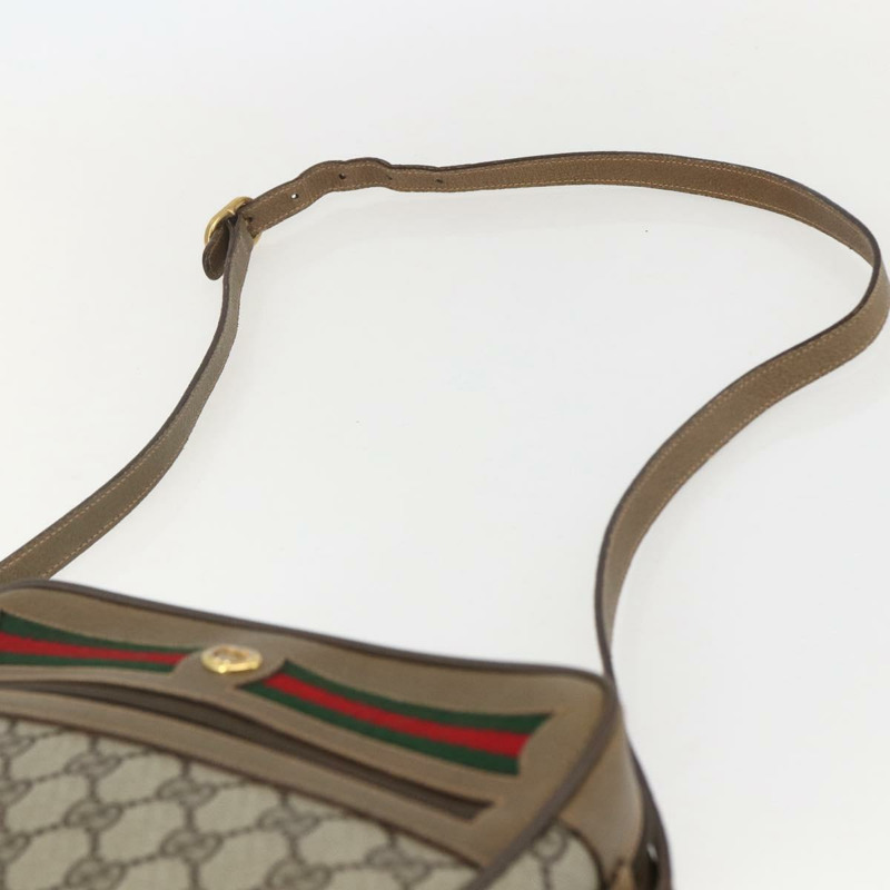 【日本直送】GUCCI GG Supreme Web Sherry Line 手提包 PVC 米色 金色 56 02 087 Auth am10340-7