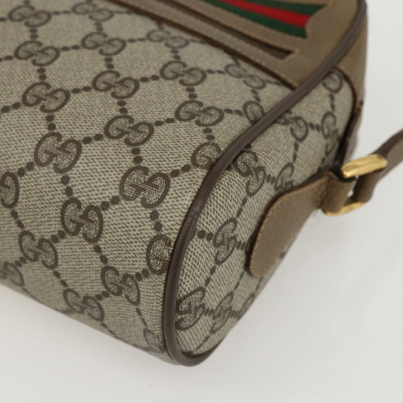 【日本直送】GUCCI GG Supreme Web Sherry Line 手提包 PVC 米色 金色 56 02 087 Auth am10340-8