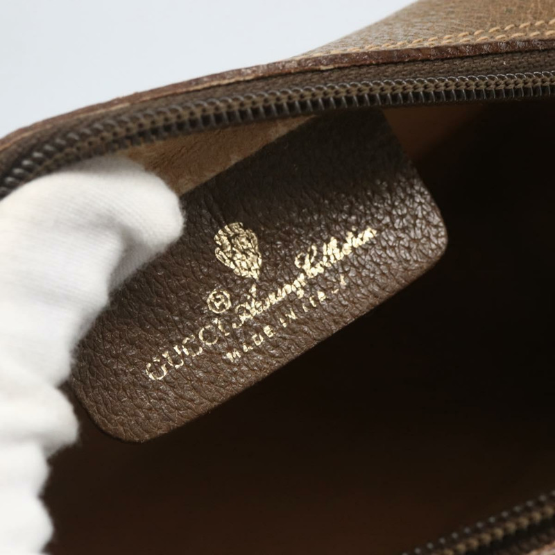 【日本直送】GUCCI GG Supreme Web Sherry Line 手提包 PVC 米色 金色 56 02 087 Auth am10340-16