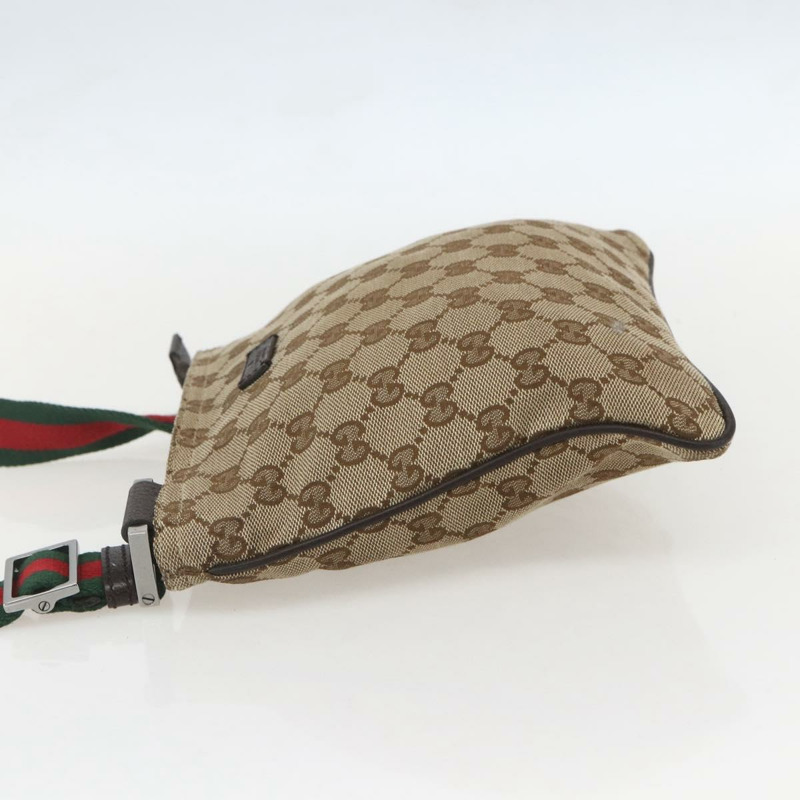 【日本直送】GUCCI GG帆布織帶雪莉線單肩包 米色 銀色 146309 正品 am10337-2