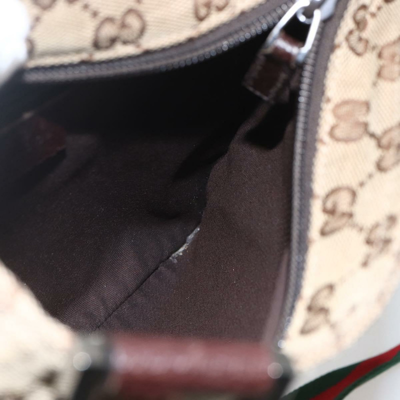 【日本直送】GUCCI GG帆布織帶雪莉線單肩包 米色 銀色 146309 正品 am10337-19
