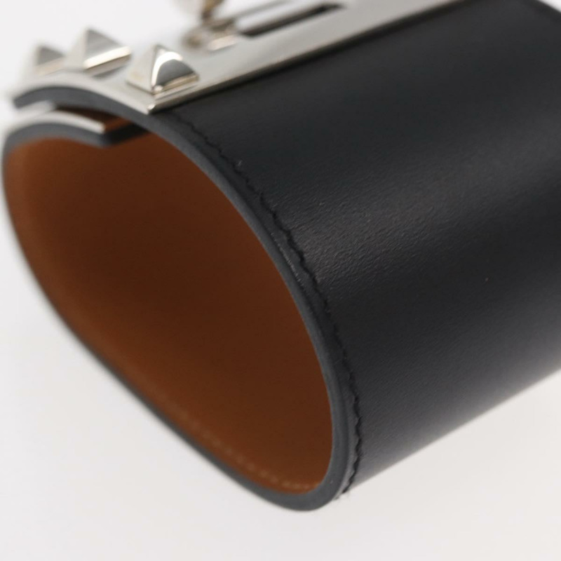 【日本直送】愛馬仕 Kelly 狗狗手鐲，皮革材質，S 碼，黑色/銀色，正品 am10243V-6