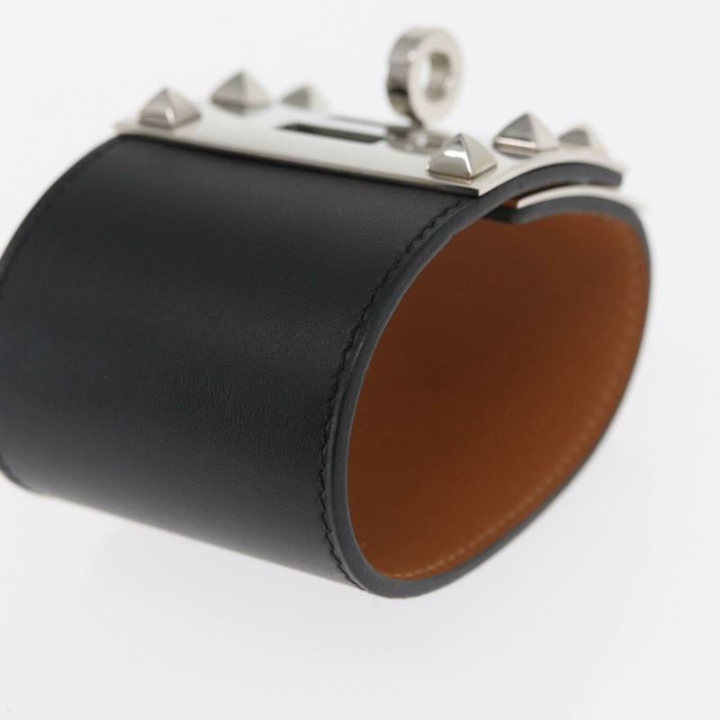 【日本直送】愛馬仕 Kelly 狗狗手鐲，皮革材質，S 碼，黑色/銀色，正品 am10243V-13