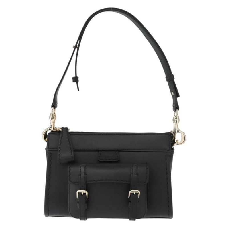 【日本直送】Chloe Edith 肩背包 皮革 黑色 金色 正品 am10259V-12