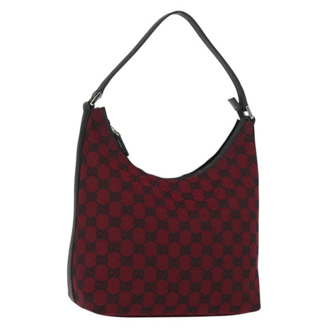 GUCCI GG帆布肩背包 紅色銀色 257282 正品 am10319V