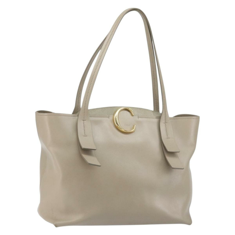 【日本直送】Chloe C 托特包 皮革 米色 金色 正品 am10250V-0