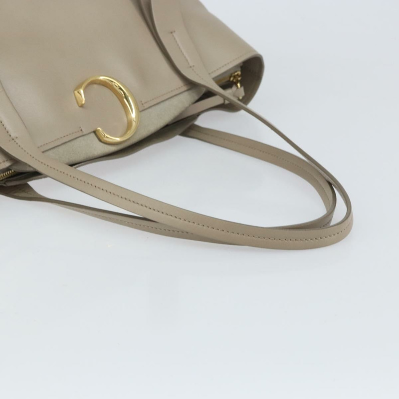 【日本直送】Chloe C 托特包 皮革 米色 金色 正品 am10250V-6