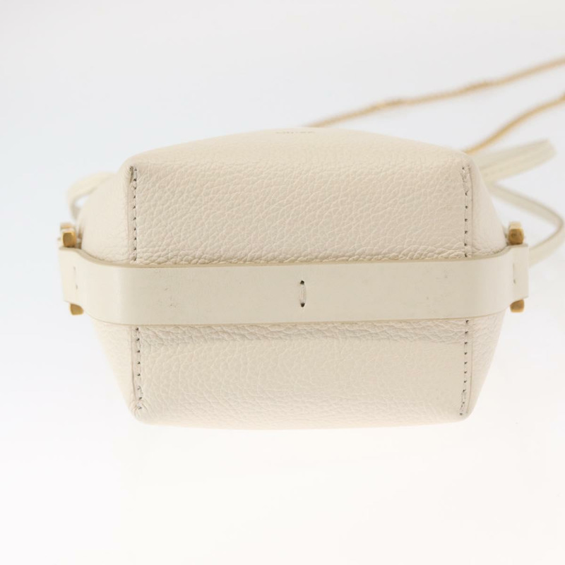 【日本直送】Chloe 鏈條微型水桶肩背包 皮革 象牙色 金色 正品 am10194V-4