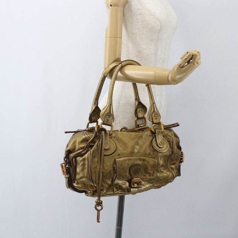 【日本直送】Chloe Paddington 手提包 皮革 米色 金色銀色 正品 am10339V-22