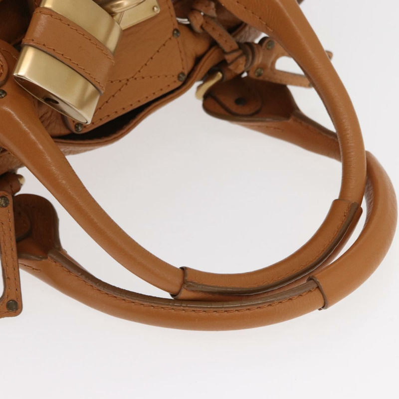 【日本直送】Chloe Paddington 手提包，棕色、金色、銀色皮革，正品 am10338V-7