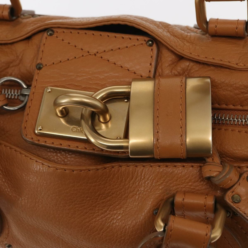 【日本直送】Chloe Paddington 手提包，棕色、金色、銀色皮革，正品 am10338V-17