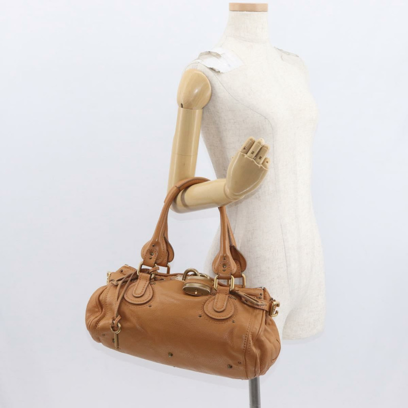 【日本直送】Chloe Paddington 手提包，棕色、金色、銀色皮革，正品 am10338V-23