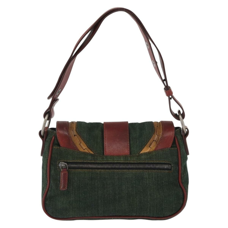 【日本直送】Christian Dior Gaucho 單肩包 牛仔綠 銀色 正品 162945V-1