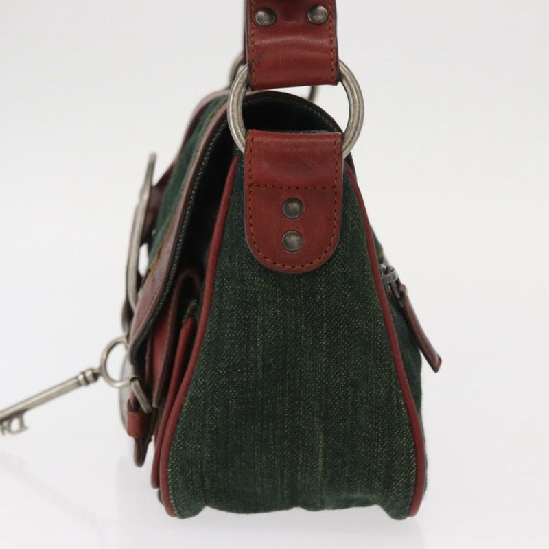 【日本直送】Christian Dior Gaucho 單肩包 牛仔綠 銀色 正品 162945V-2