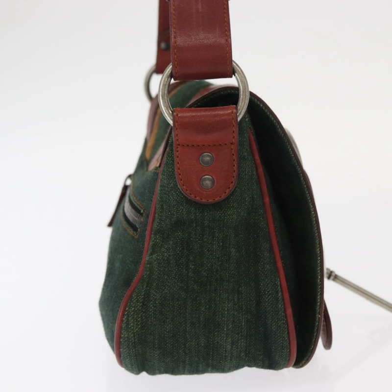 【日本直送】Christian Dior Gaucho 單肩包 牛仔綠 銀色 正品 162945V-3