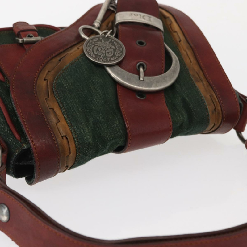 【日本直送】Christian Dior Gaucho 單肩包 牛仔綠 銀色 正品 162945V-5