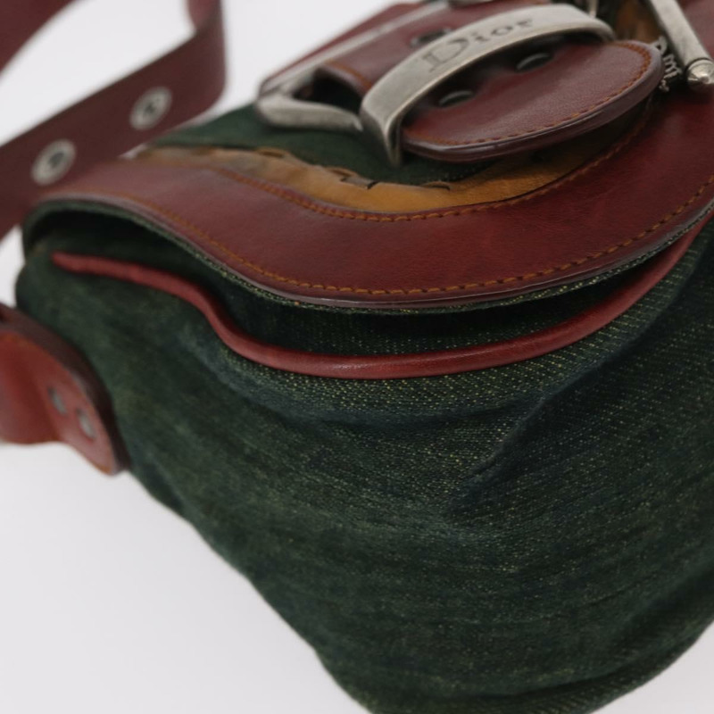 【日本直送】Christian Dior Gaucho 單肩包 牛仔綠 銀色 正品 162945V-7