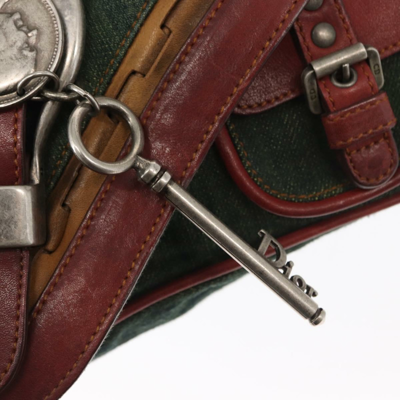 【日本直送】Christian Dior Gaucho 單肩包 牛仔綠 銀色 正品 162945V-18