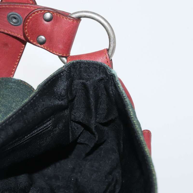 【日本直送】Christian Dior Gaucho 單肩包 牛仔綠 銀色 正品 162945V-22