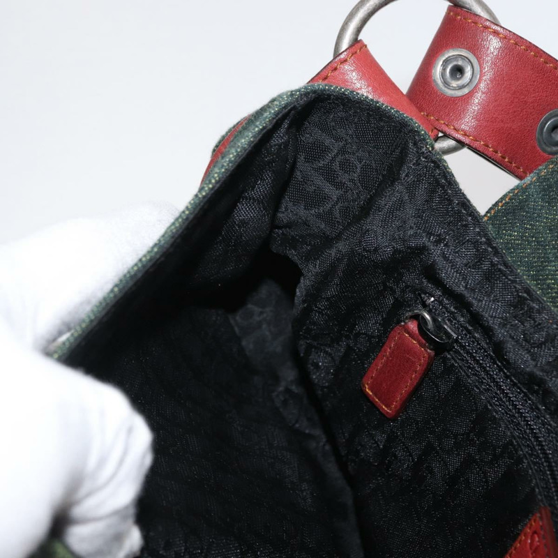 【日本直送】Christian Dior Gaucho 單肩包 牛仔綠 銀色 正品 162945V-23