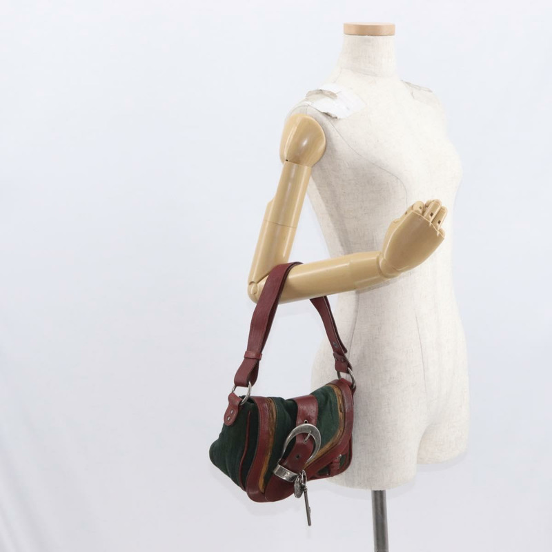 【日本直送】Christian Dior Gaucho 單肩包 牛仔綠 銀色 正品 162945V-26