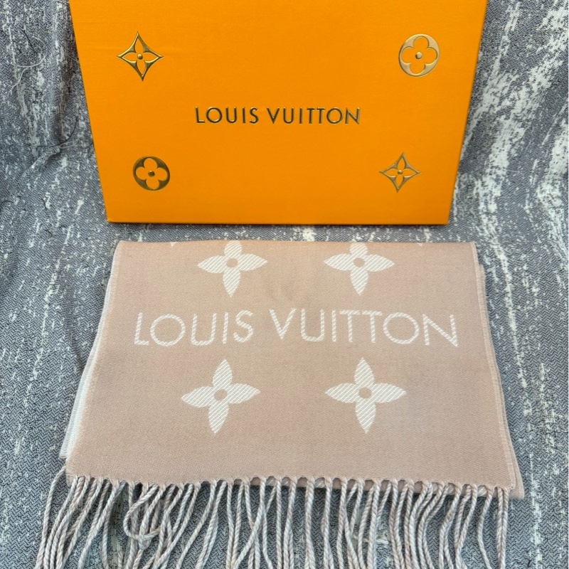 全新正品 Louis vuiton M77727 經典羊絨圍巾 粉色-1