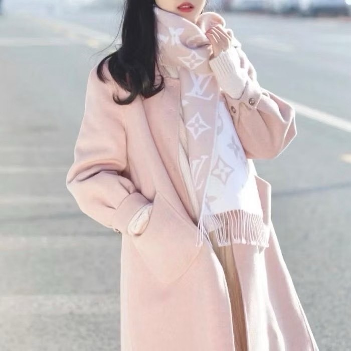 全新正品 Louis vuiton M77727 經典羊絨圍巾 粉色-8