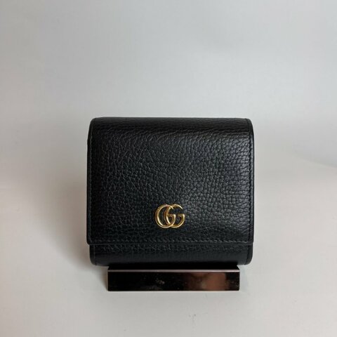 GUCCI 598587 黑金拚粉紅Marmont對開釦式中夾