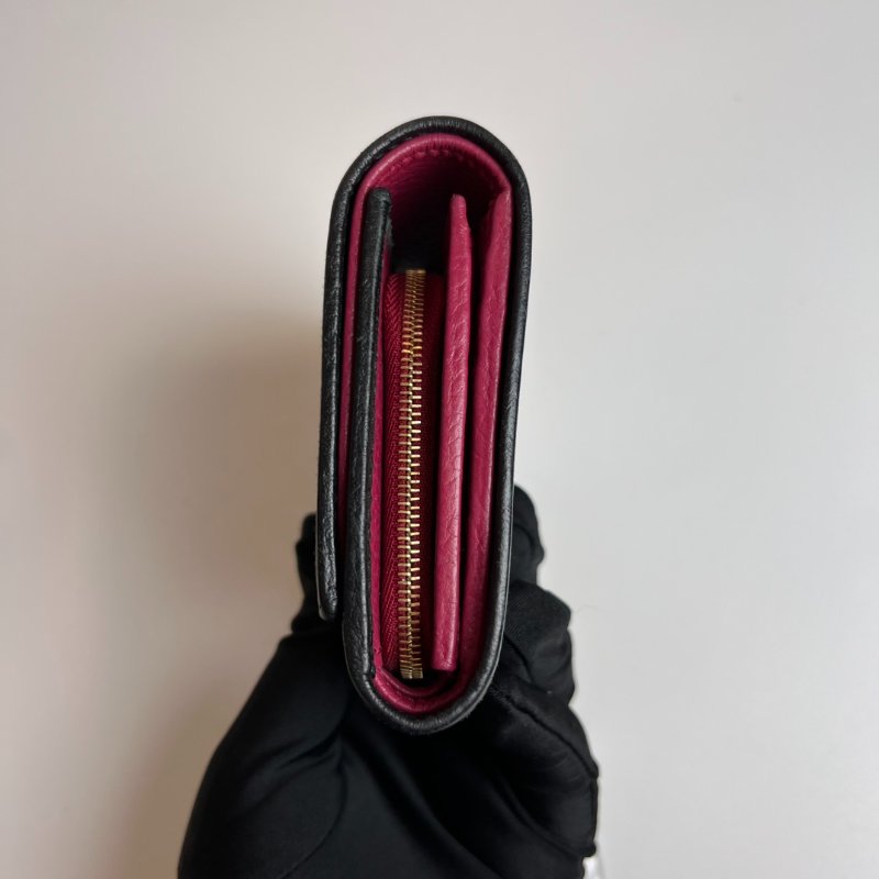 GUCCI 598587 黑金拚粉紅Marmont對開釦式中夾-2