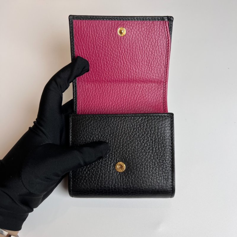 GUCCI 598587 黑金拚粉紅Marmont對開釦式中夾-4