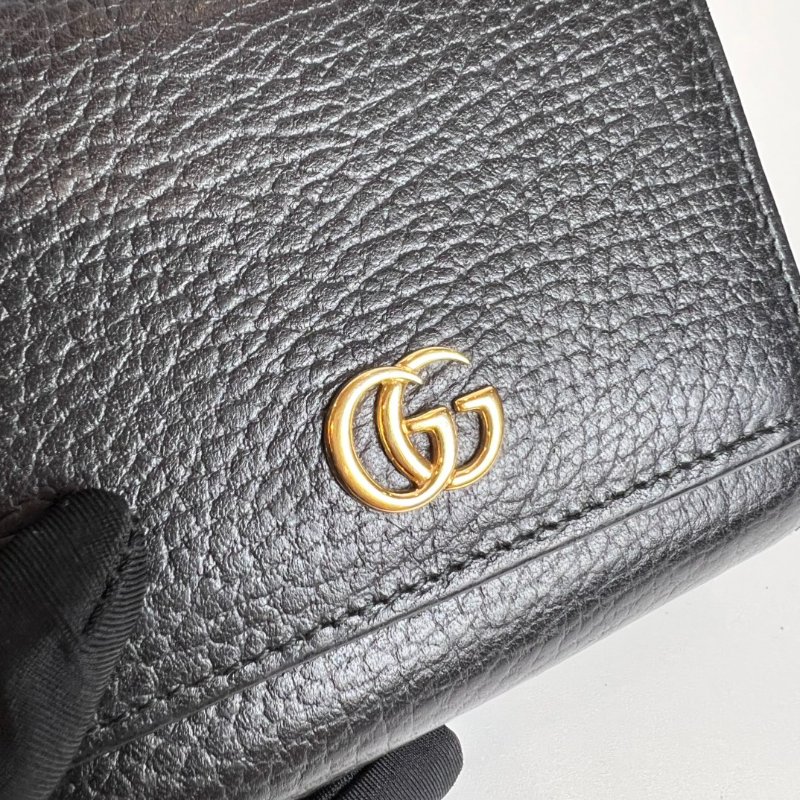 GUCCI 598587 黑金拚粉紅Marmont對開釦式中夾-7