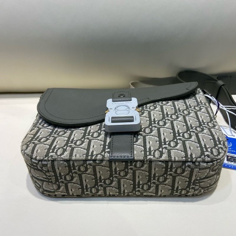 DIOR迪奧 Saddle 可調節肩帶翻蓋開合 Oblique印花 粒面牛皮革綠色23編碼-4