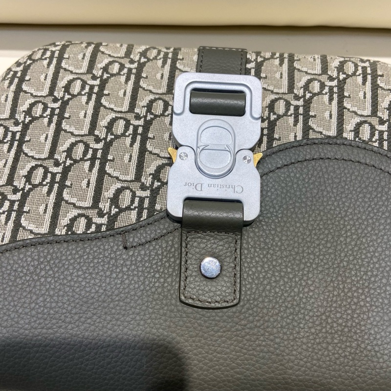 DIOR迪奧 Saddle 可調節肩帶翻蓋開合 Oblique印花 粒面牛皮革綠色23編碼-8