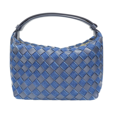 深藍色 牛皮 丹寧布 mini wallace 手提包【BOTTEGA VENETA 寶緹嘉】 796393
