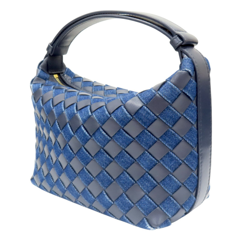 深藍色 牛皮 丹寧布 mini wallace 手提包【BOTTEGA VENETA 寶緹嘉】 796393-2