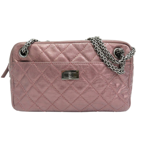 銀粉色 牛皮 Reissue 相機包 肩背包 銀釦【CHANEL 香奈兒】